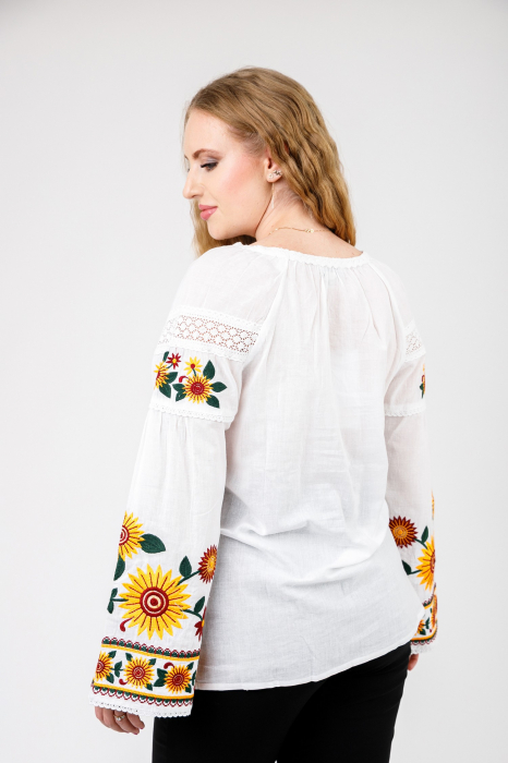 Bluza alba cu motiv floral galben Albina [3]
