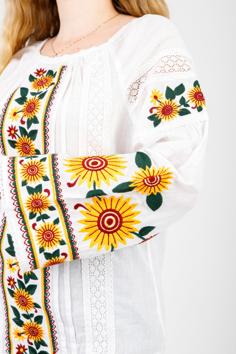 Bluza alba cu motiv floral galben Albina [2]