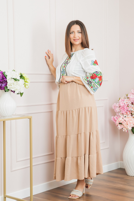 Bluza alba cu motiv floral multicolor Francesca 02 [5]