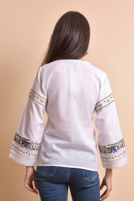 Bluza alba cu motiv floral multicolor Malvina 01 [8]