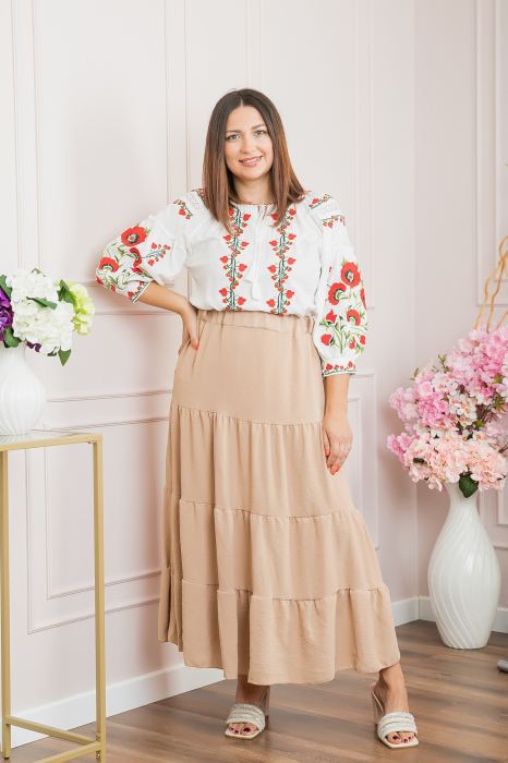 Bluza alba cu motiv floral rosu Amina 01 [4]