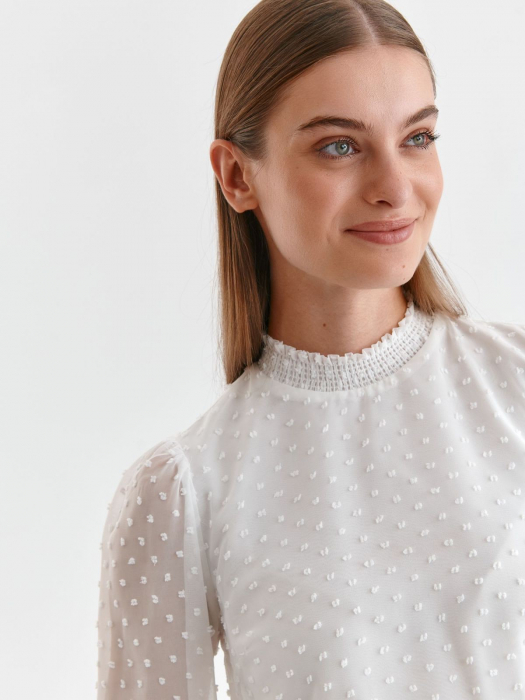 Bluza alba cu picatele si maneci bufante [2]