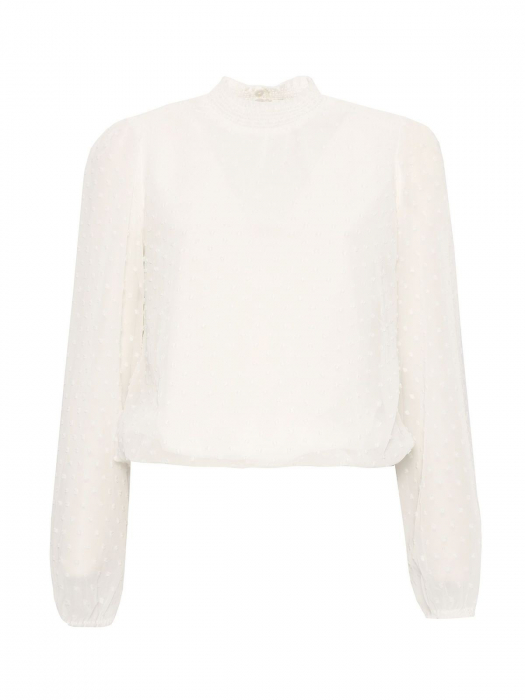 Bluza alba cu picatele si maneci bufante [6]