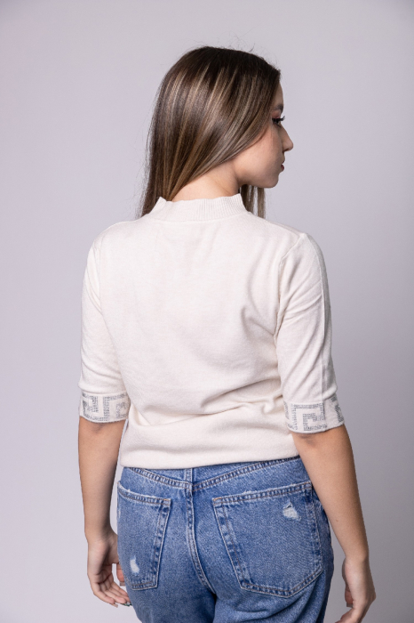 Bluza alba tricotata cu maneca scurta [4]