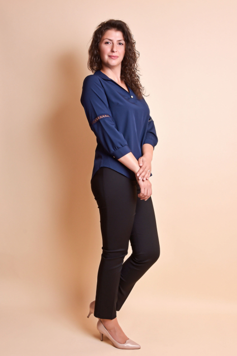 Bluza albastra cu dantela pe maneca [9]