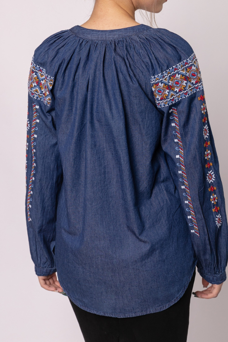 Bluza albastra cu motiv floral multicolor Camelia [3]