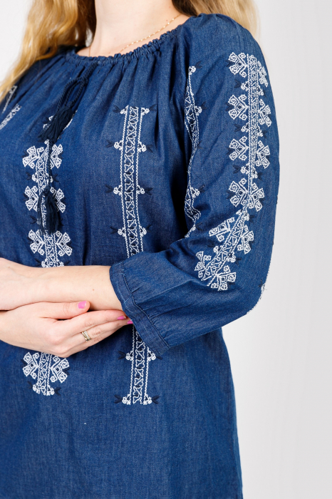 Bluza albastra cu motiv geometric alb Astrid [2]