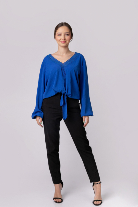 Bluza albastra cu nod in talie [3]