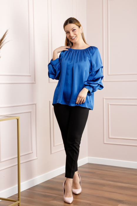 Bluza albastra eleganta cu maneci bufante [4]
