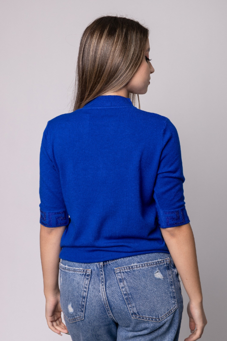 Bluza albastra tricotata cu maneca scurta [4]