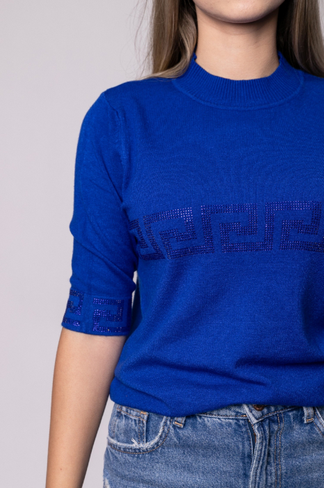 Bluza albastra tricotata cu maneca scurta [2]