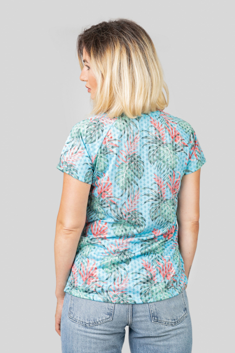 Bluza bleu cu nasturi si imprimeuri florale [3]