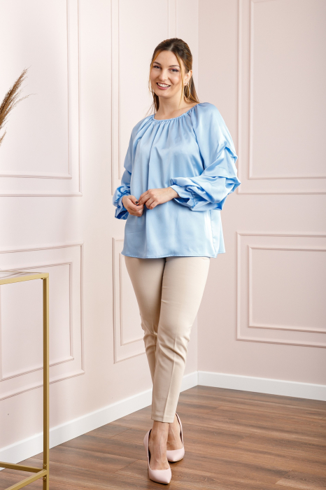 Bluza bleu eleganta cu maneci bufante [4]