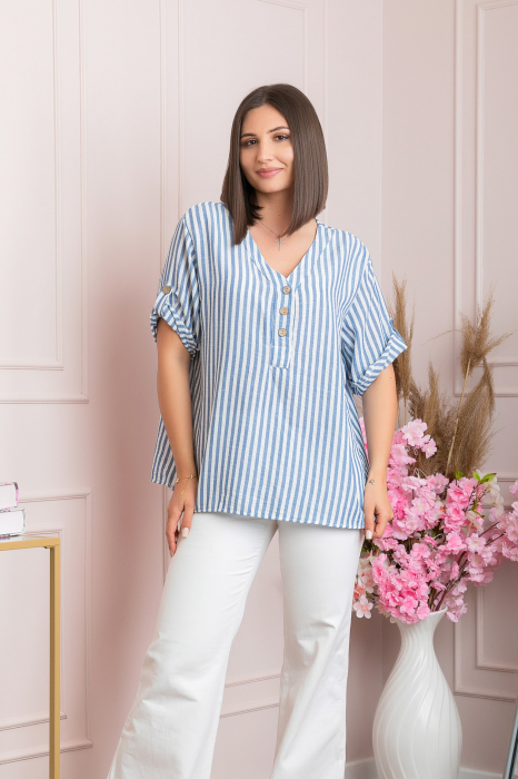 Bluza casual Freya cu dungi albastre [4]
