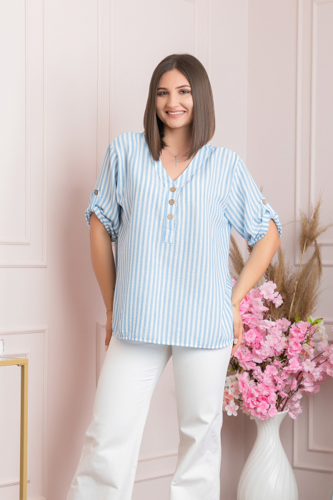 Bluza casual Freya cu dungi bleu [4]