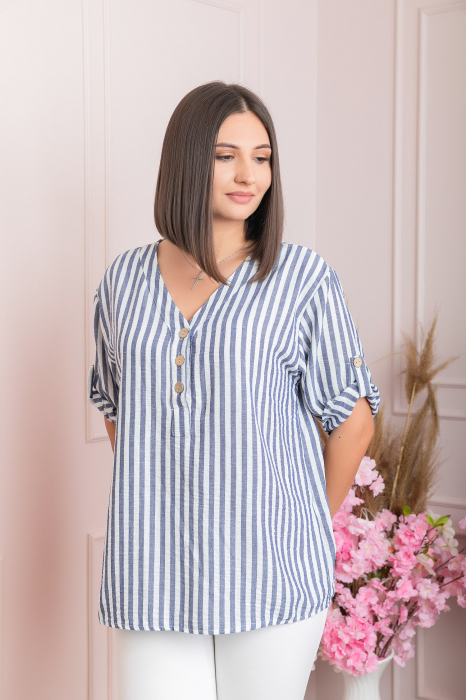 Bluza casual Freya cu dungi bleumarin [3]