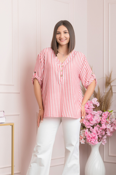 Bluza casual Freya cu dungi corai [4]