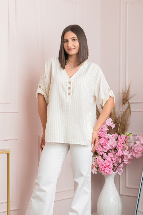 Bluza casual Freya cu dungi crem [4]