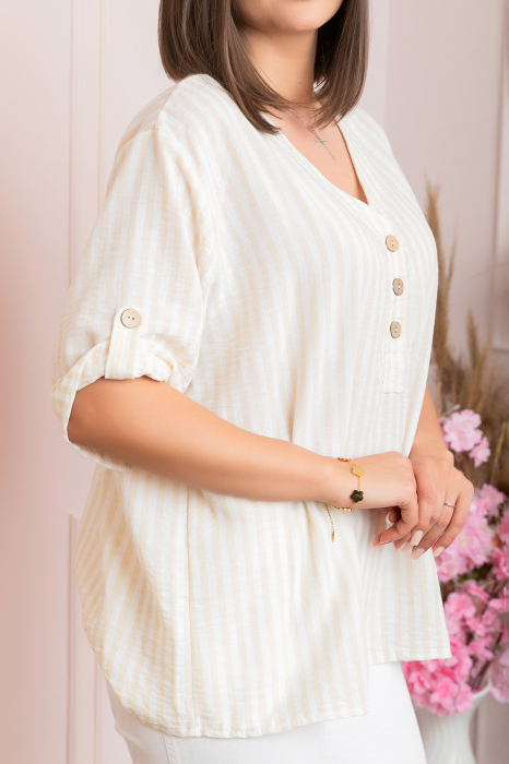Bluza casual Freya cu dungi crem [2]