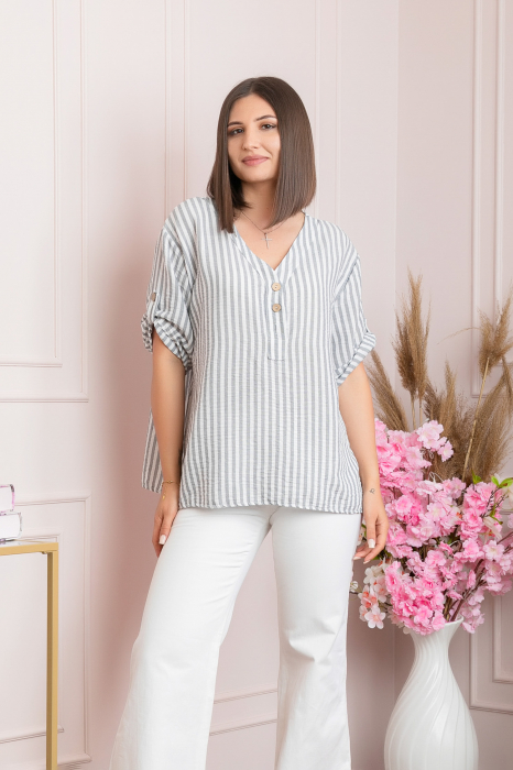 Bluza casual Freya cu dungi gri [4]
