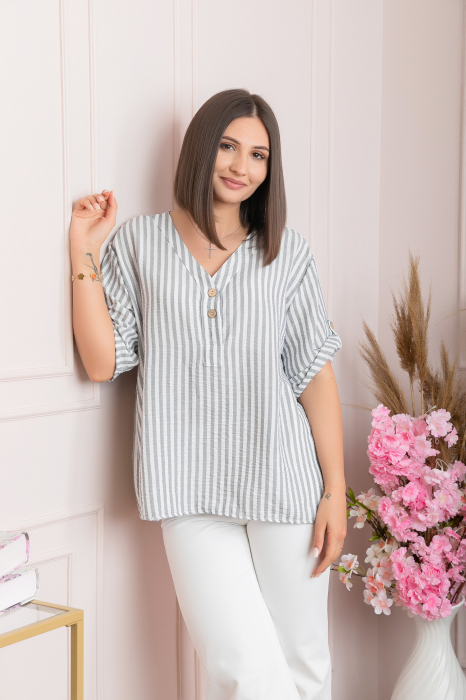 Bluza casual Freya cu dungi gri