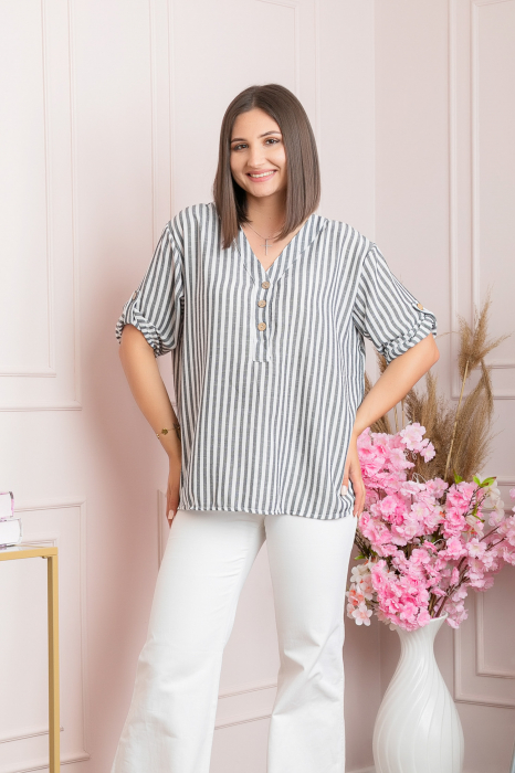 Bluza casual Freya cu dungi gri antracit [4]