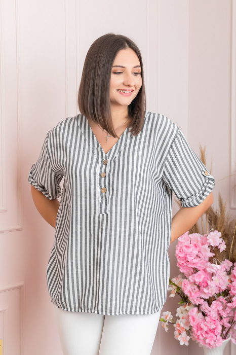 Bluza casual Freya cu dungi gri antracit [3]