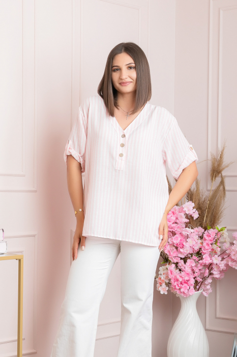 Bluza casual Freya cu dungi roz [4]