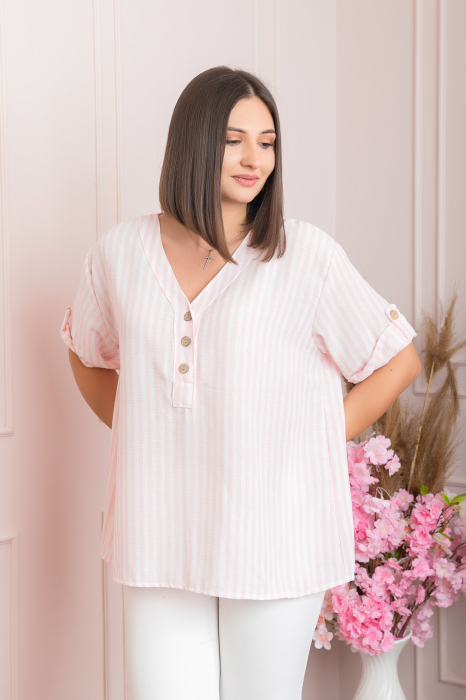 Bluza casual Freya cu dungi roz [3]