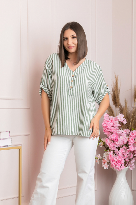 Bluza casual Freya cu dungi verzi [4]