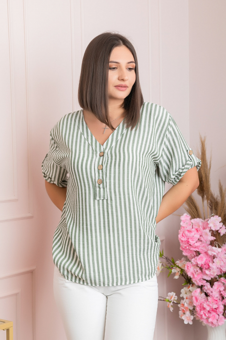 Bluza casual Freya cu dungi verzi [3]