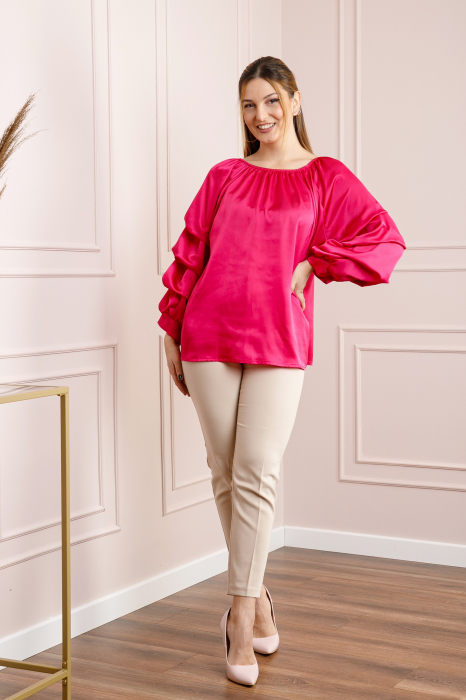 Bluza ciclam eleganta cu maneci bufante [4]