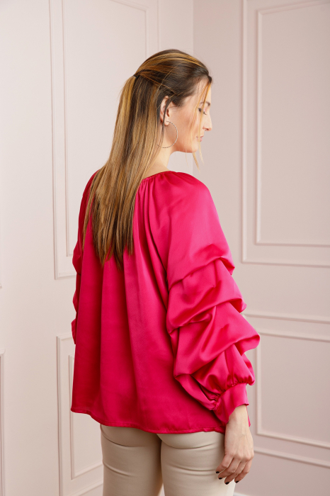 Bluza ciclam eleganta cu maneci bufante [3]