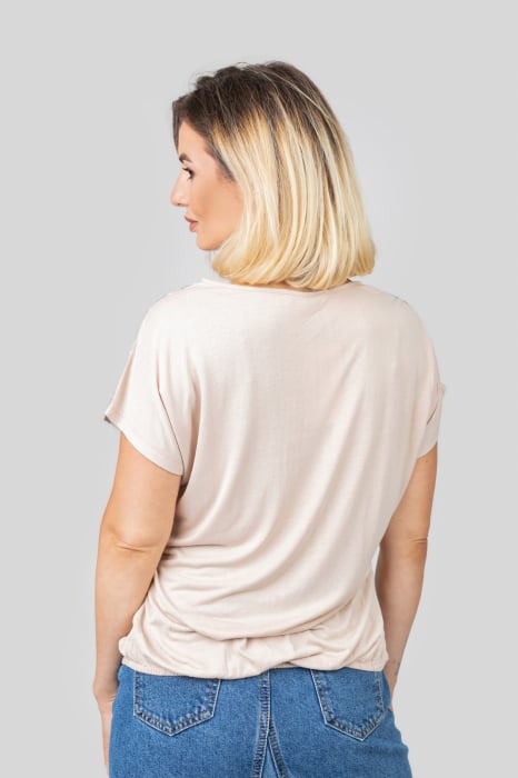 Bluza maro cu snur si imprimeuri gri [3]