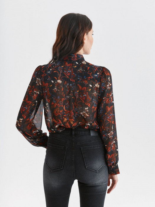 Bluza cu funda la gat si imprimeu floral [4]