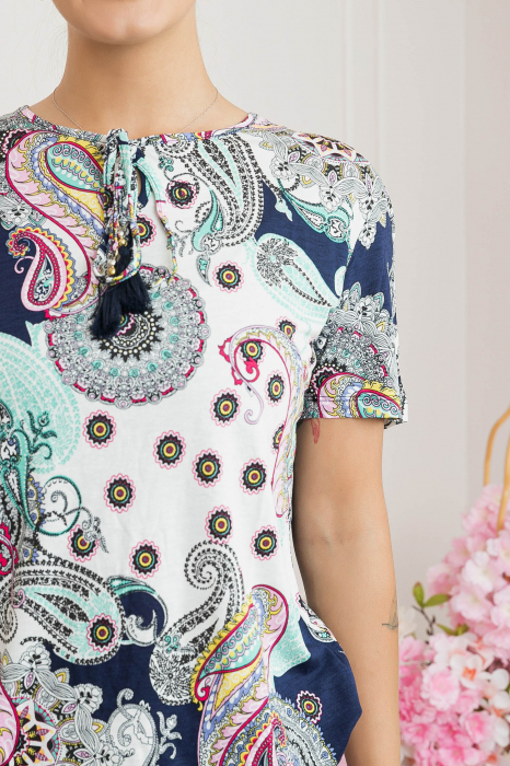 Bluza cu imprimeu floral Paisley bleumarin [2]