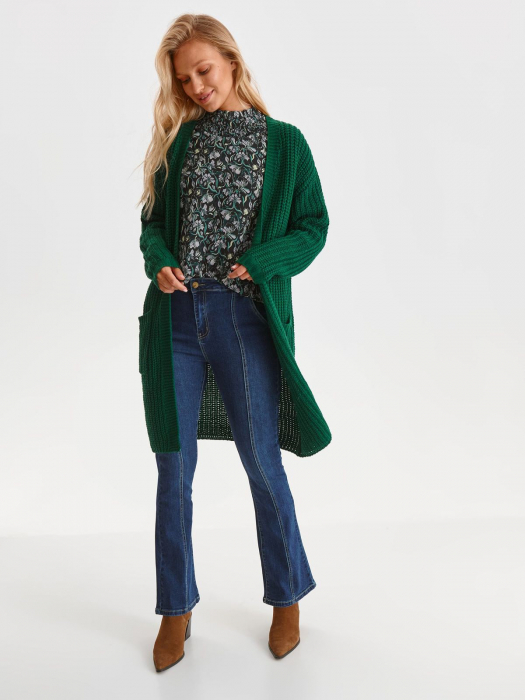 Bluza cu maneci bufante si imprimeu floral verde [6]