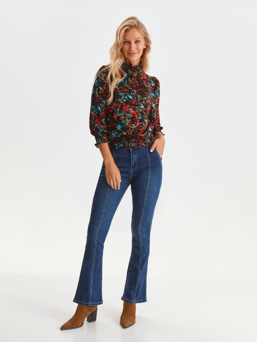 Bluza cu maneci bufante si imprimeu multicolor [6]