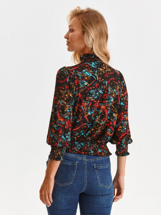 Bluza cu maneci bufante si imprimeu multicolor [5]