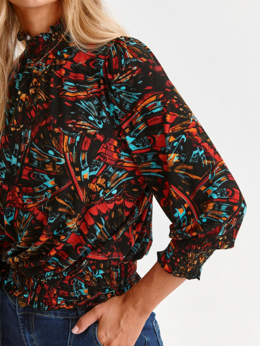 Bluza cu maneci bufante si imprimeu multicolor [2]