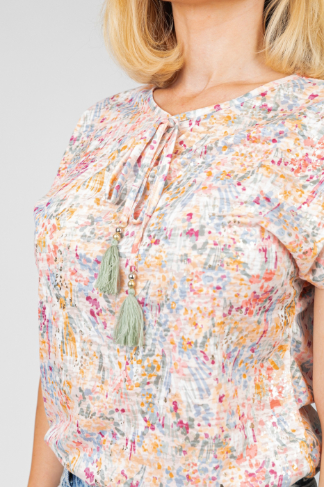 Bluza cu snur si imprimeu cu picatele colorate [2]