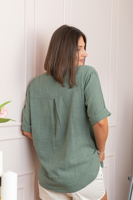 Bluza dama din bumbac Kerry cu maneci reglabile - Kaki [2]