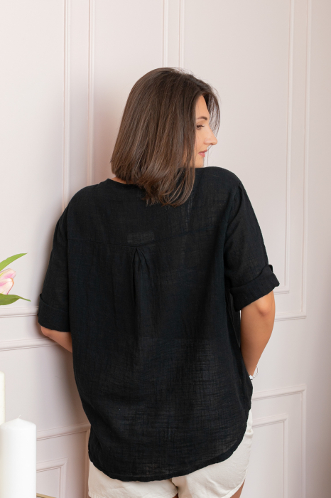 Bluza dama din bumbac Kerry cu maneci reglabile - Negru [2]