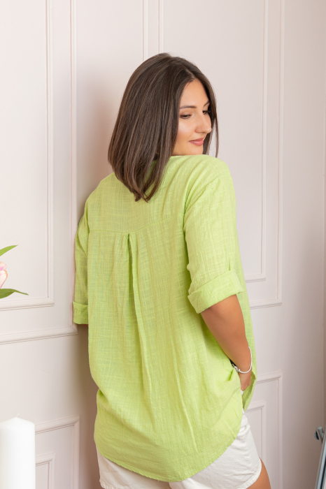Bluza dama din bumbac Kerry cu maneci reglabile - Verde lime [2]