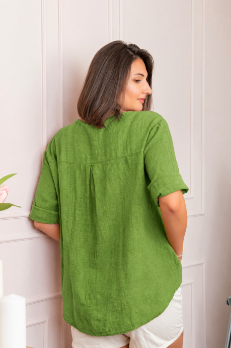 Bluza dama din bumbac Kerry cu maneci reglabile - Verde praz [2]