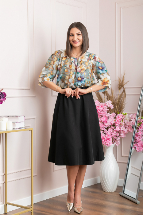 Bluza eleganta Anastasia cu imprimeuri florale - Auriu [4]