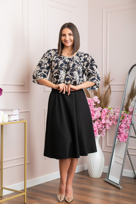 Bluza eleganta Anastasia cu imprimeuri florale - Bleumarin [4]