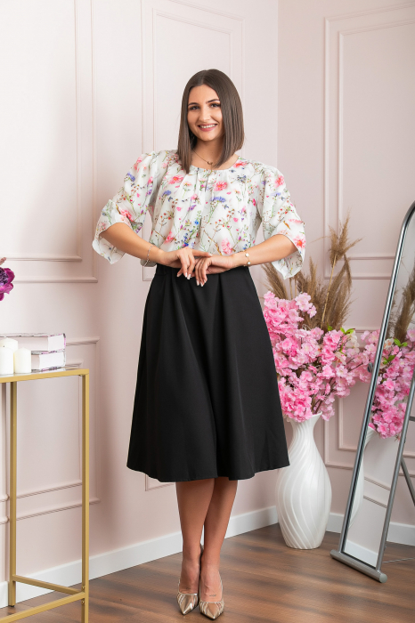 Bluza eleganta Anastasia cu imprimeuri florale - Ivoire [4]
