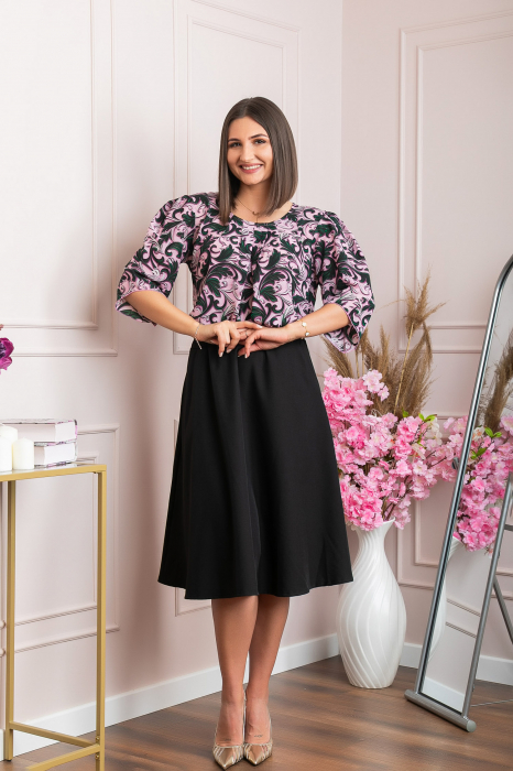 Bluza eleganta Anastasia cu imprimeuri florale - Roz [3]
