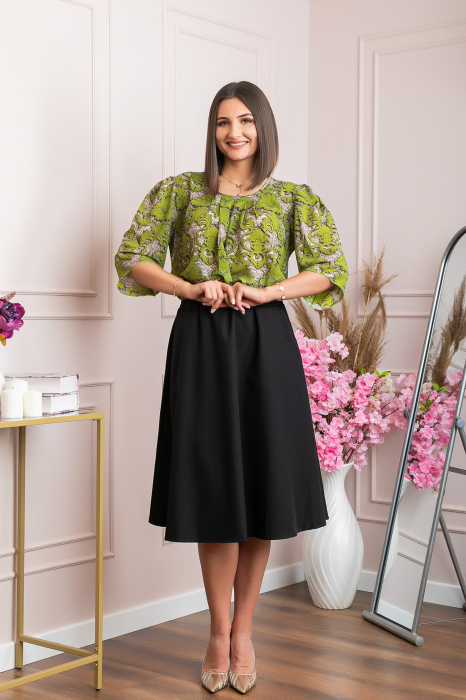 Bluza eleganta Anastasia cu imprimeuri florale - Verde [4]